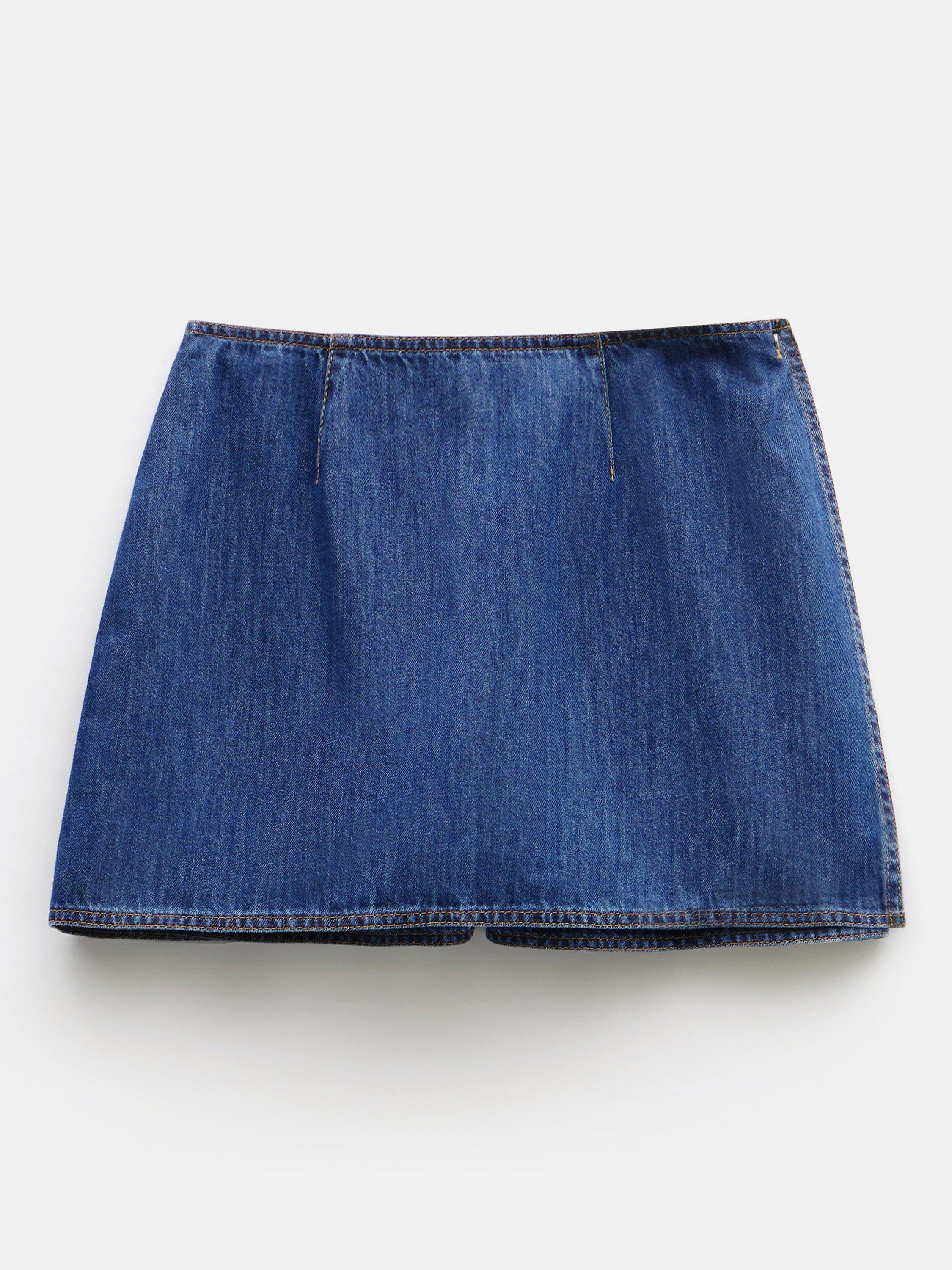 HUSH Madeline Denim Mini Skort Mid Authentic Wash