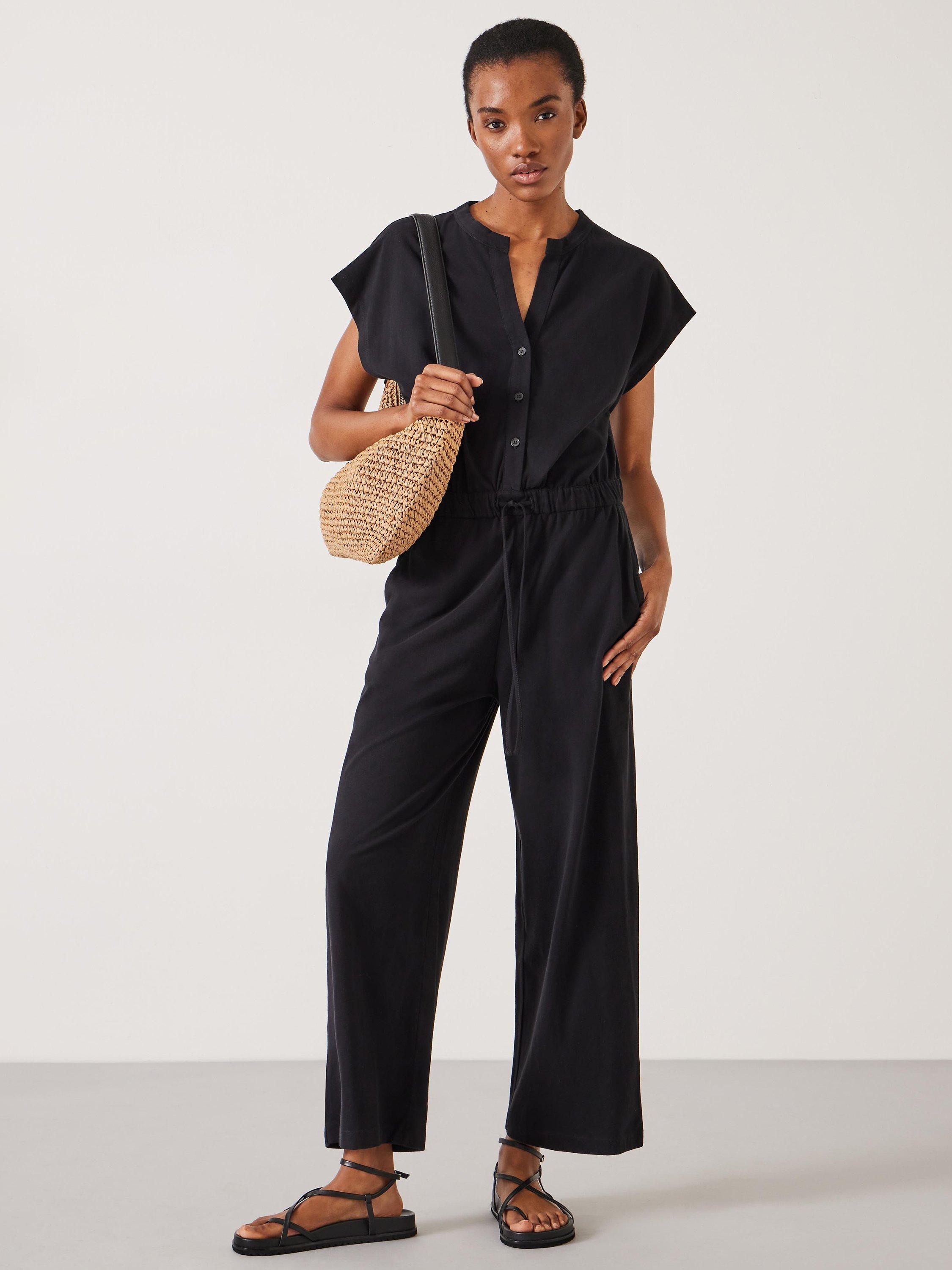 Black jumpsuit shorts best sale