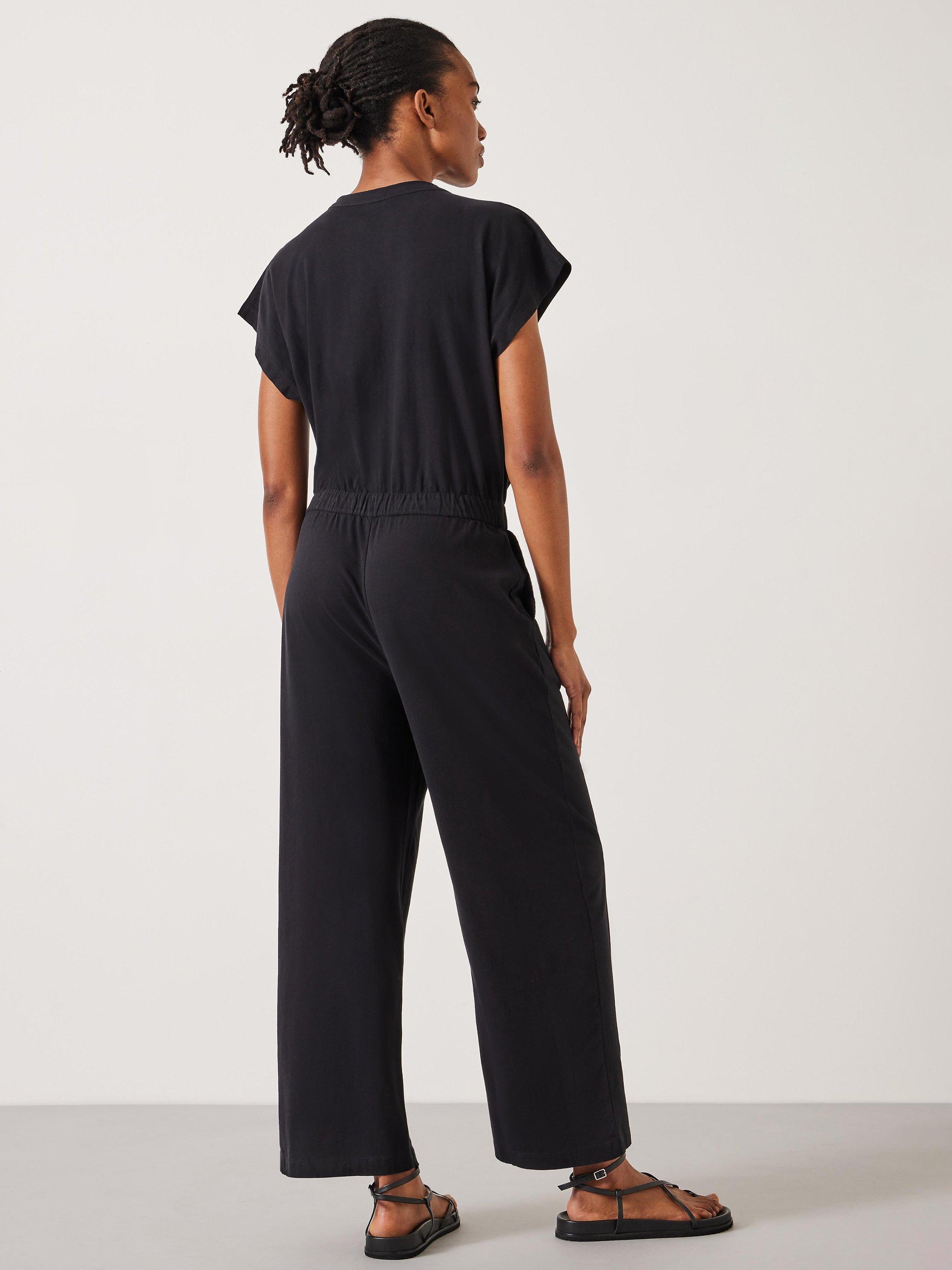 Product image 3 of 5, which shows HUSH Kendall Short Sleeve Cotton Jumpsuit, Black, 10