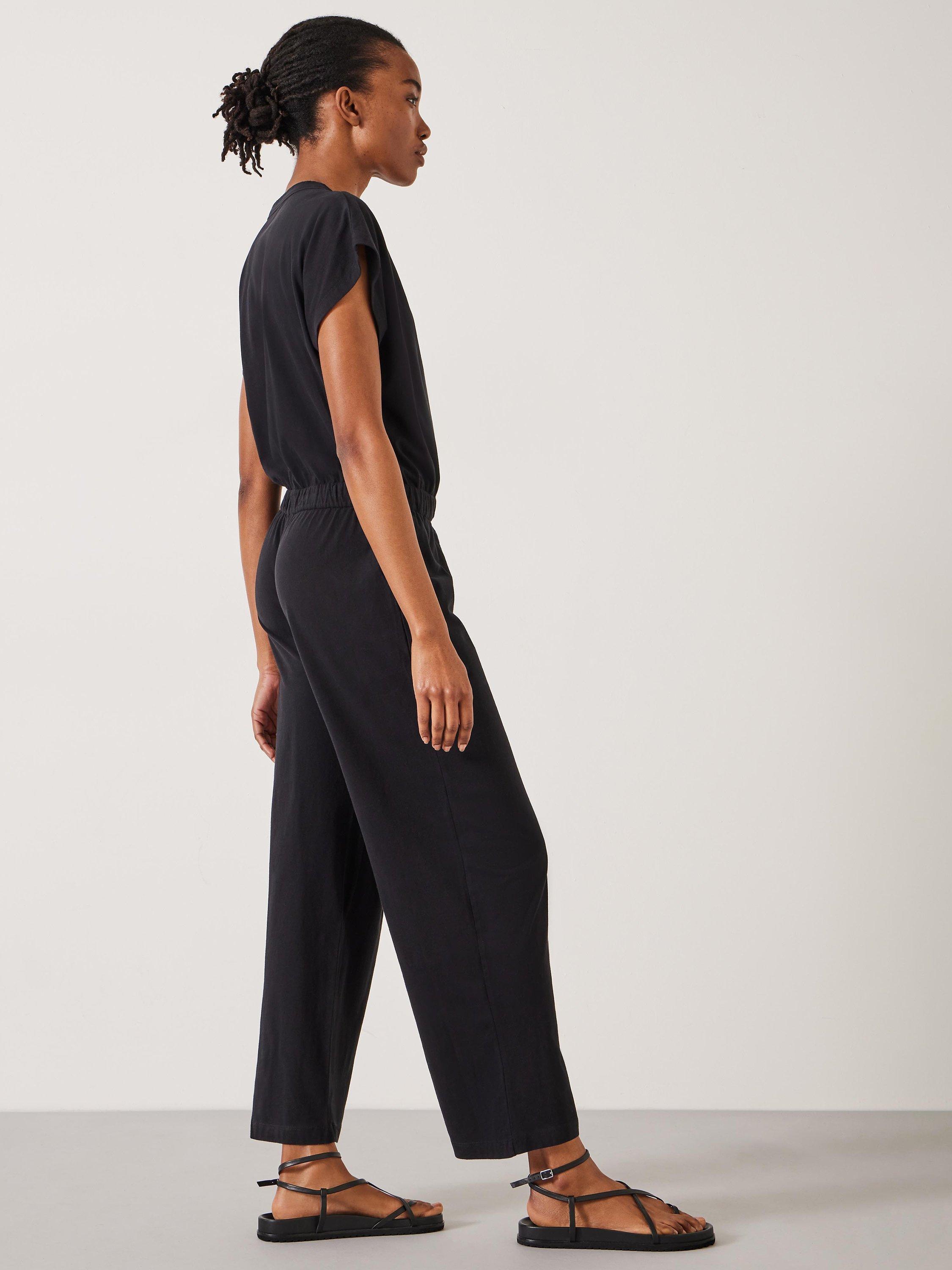 Product image 5 of 5, which shows HUSH Kendall Short Sleeve Cotton Jumpsuit, Black, 10