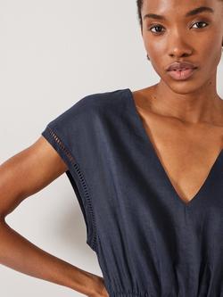 HUSH Rudy Hanky Hem Midaxi Dress, Midnight Navy - view 2, Midnight Navy