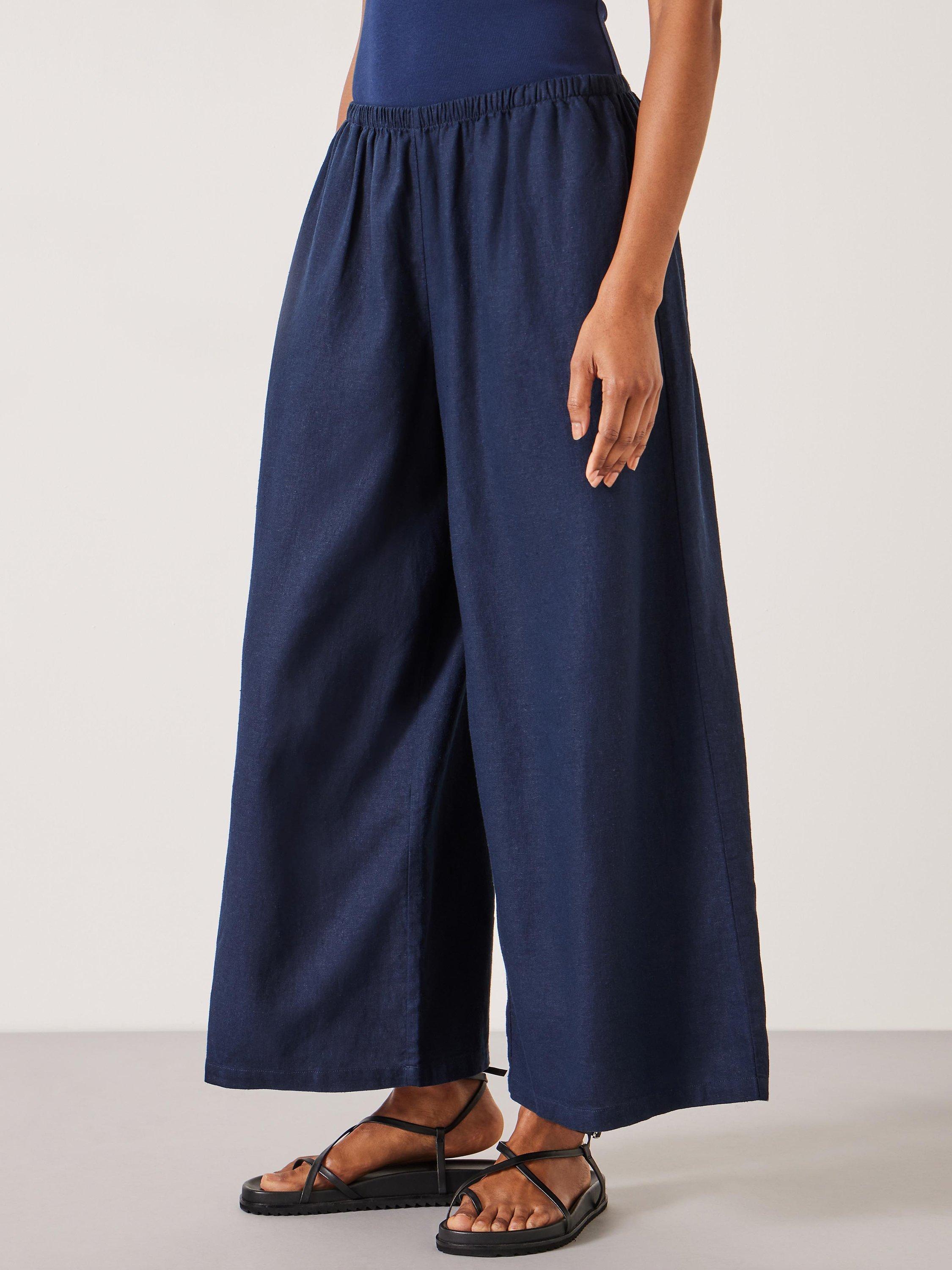 Product image 1 of 5, which shows HUSH Melissa Linen Blend Culottes, Navy, 6