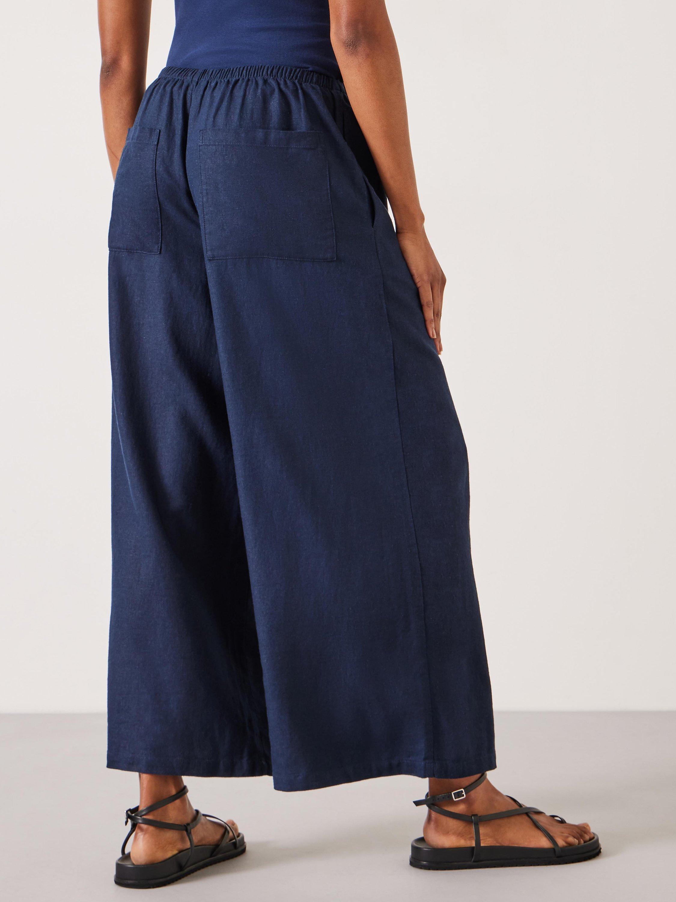 Product image 3 of 5, which shows HUSH Melissa Linen Blend Culottes, Navy, 6