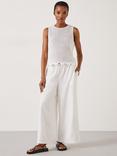 HUSH Melissa Linen Blend Wide Leg Trousers, White