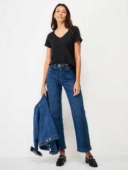 Crew Clothing Perfect V-Neck Slub T-Shirt, Black