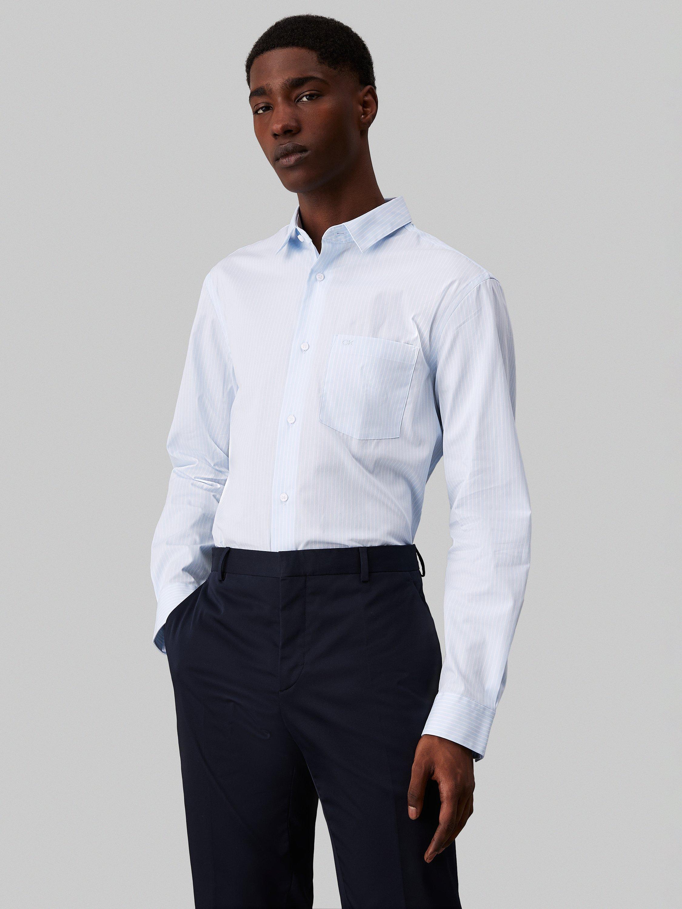 Calvin Klein Poplin Stretch Cotton Shirt, Blue, XS