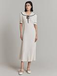 Ghost Tilly Sailor Collar Crepe Midi Dress, Cloud Dancer