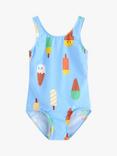 Lindex Kids' Ice Cream Print Classic Swimsuit, Light Blue