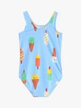 Lindex Kids' Ice Cream Print Classic Swimsuit, Light Blue