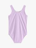 Lindex Kids' Unicorn Seahorse Print Classic Swimsuit, Light Purple