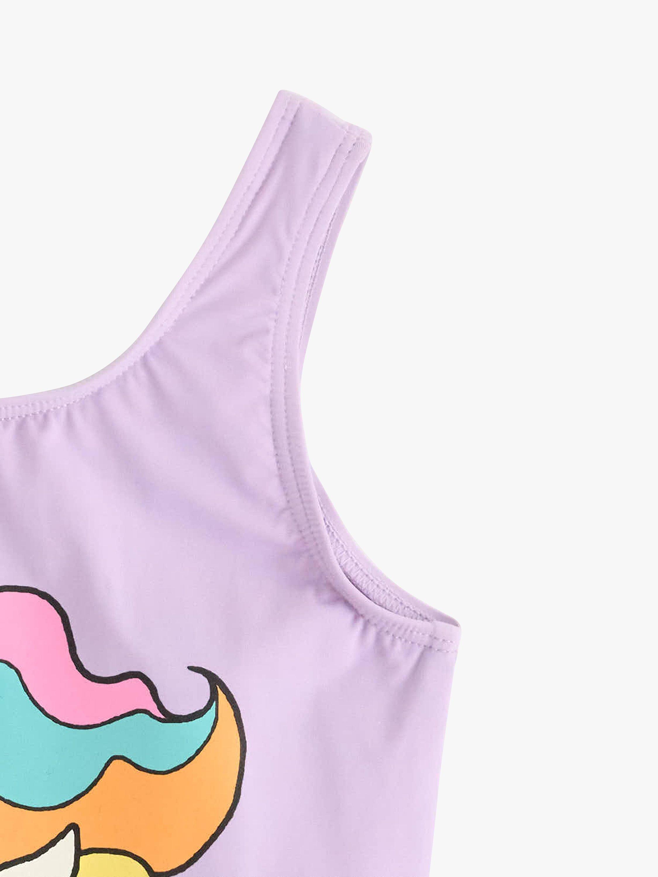 Product image 3 of 3, which shows Lindex Kids' Unicorn Seahorse Print Classic Swimsuit, Light Lilac, 2-4 years