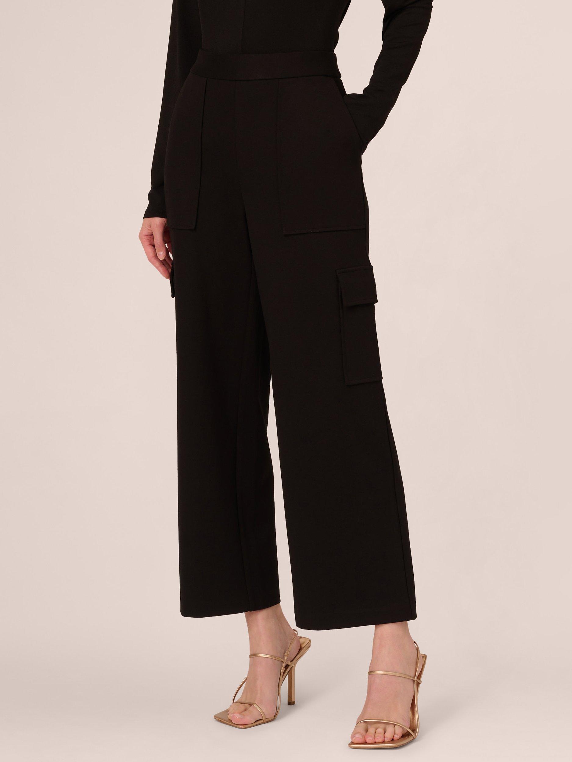 Adrianna Papell Ponte Knit Cargo Pull On Trousers, Black