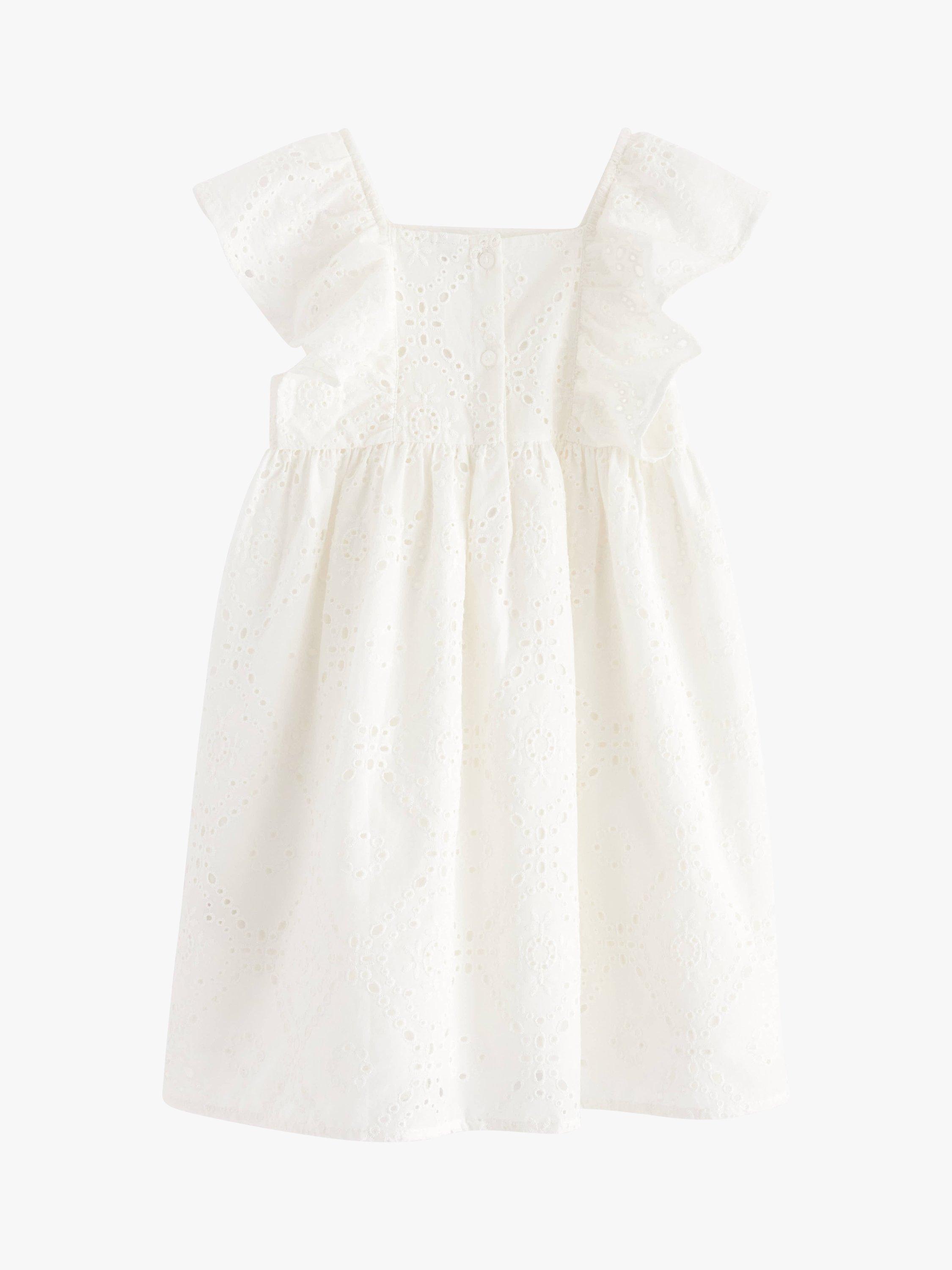 Product image 6 of 7, which shows Lindex Kids' Embroidery Anglais Frill Sleeve Dress, Off White, 18-24 months