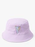 Lindex Kids' Organic Cotton Unicorn Reversible Bucket Hat, Light Lilac