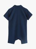 Lindex Baby Organic Cotton Collar Button Detail Romper, Dark Blue