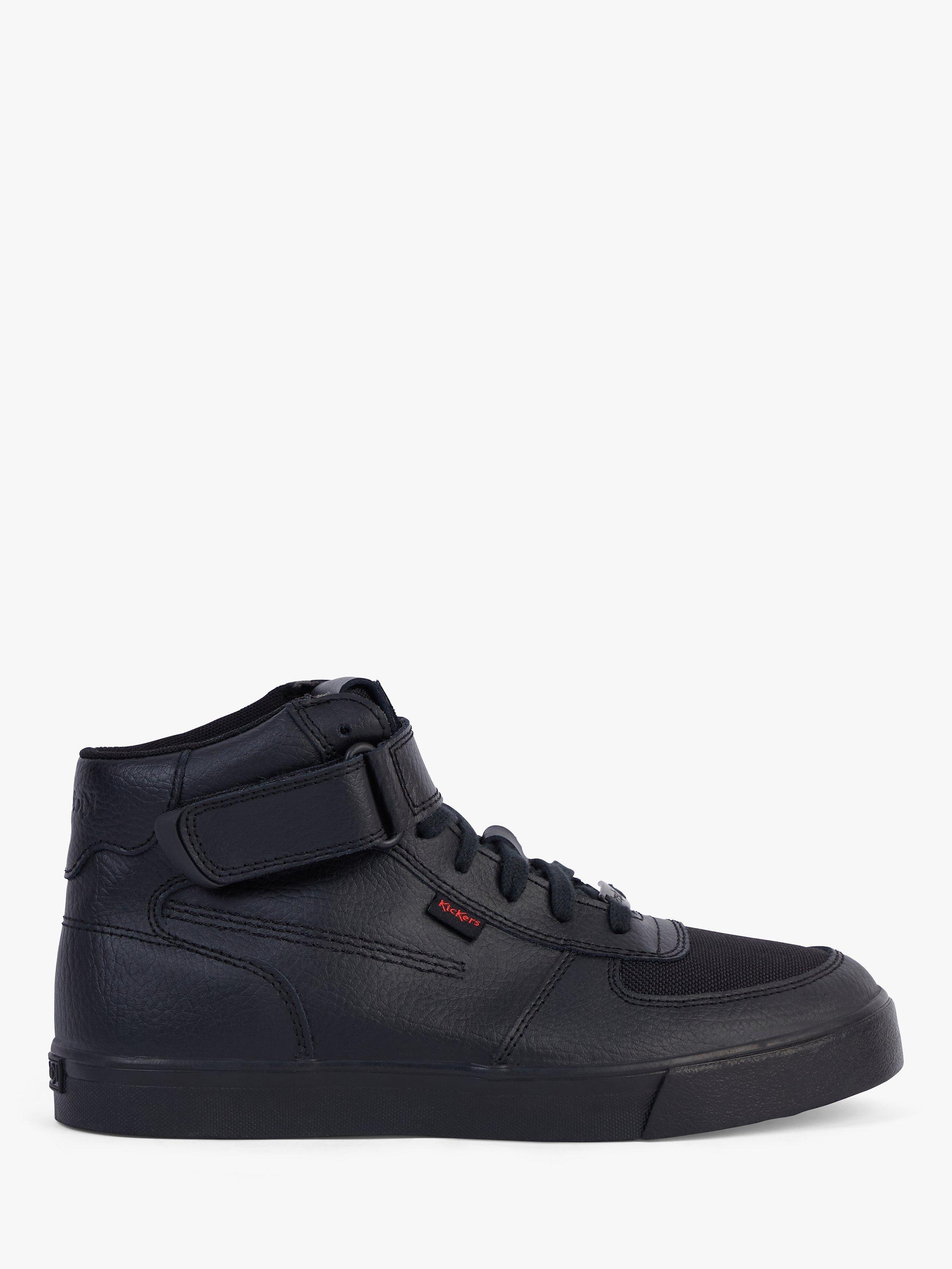 Product image 1 of 6, which shows Kickers Kids' Tovni Mix Mesh High Top Trainers, Black Leather, EU36