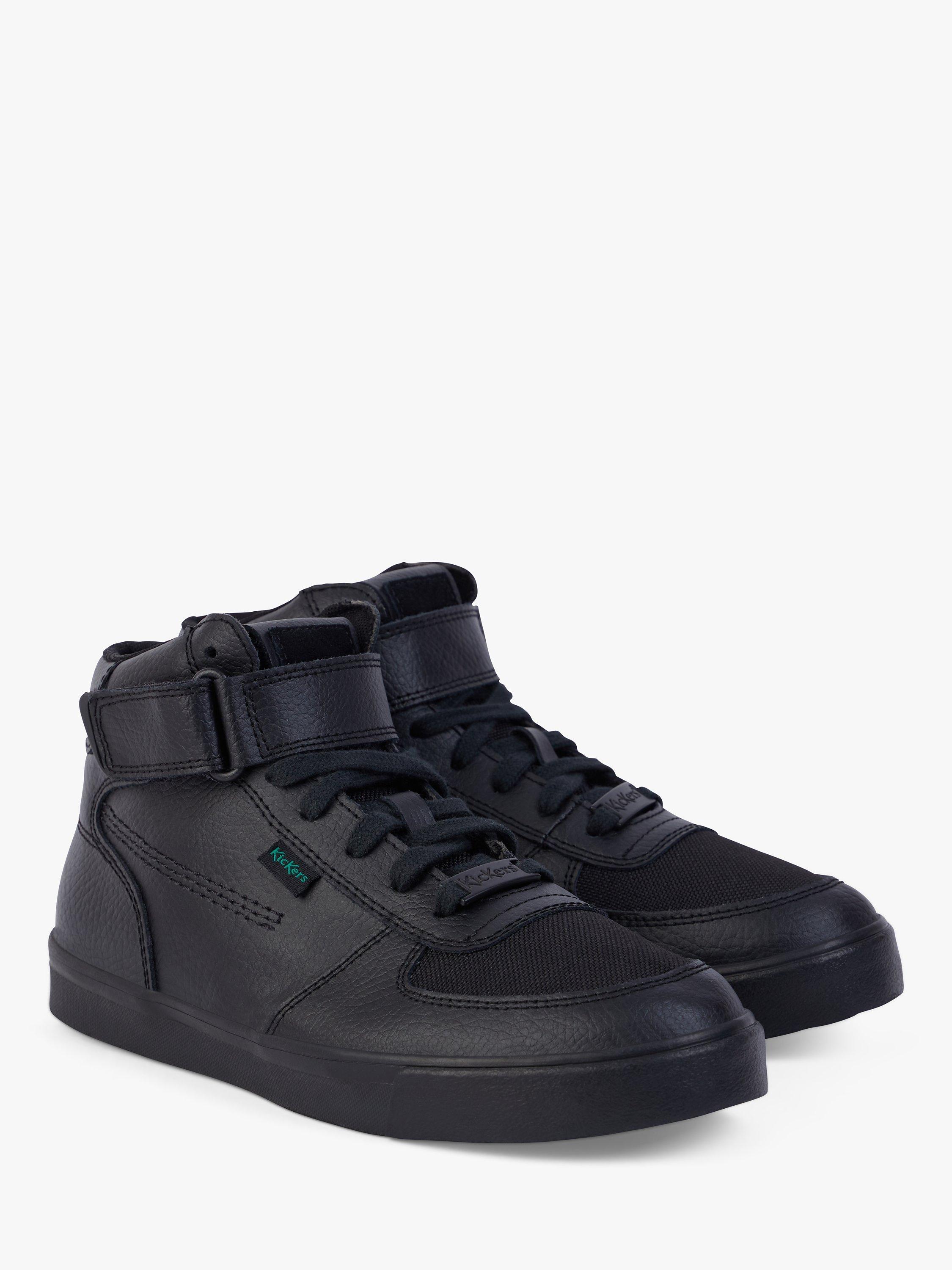 Product image 3 of 6, which shows Kickers Kids' Tovni Mix Mesh High Top Trainers, Black Leather, EU36