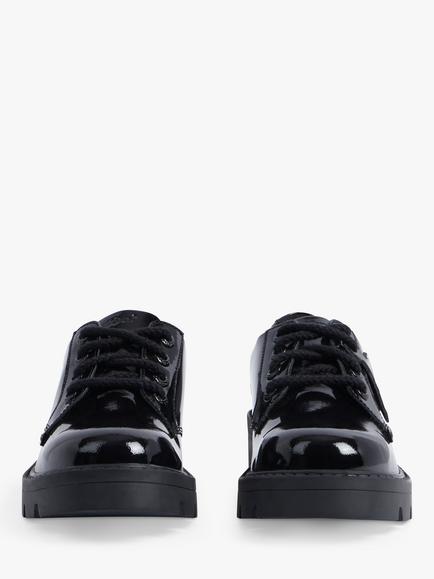 Kickers Kids' Kori Lace Up Leather Derby Shoes, Black - view 2, Black Patent
