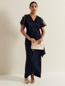 Phase Eight Petite Minty Embellished Bodice Maxi Dress, Navy, Navy