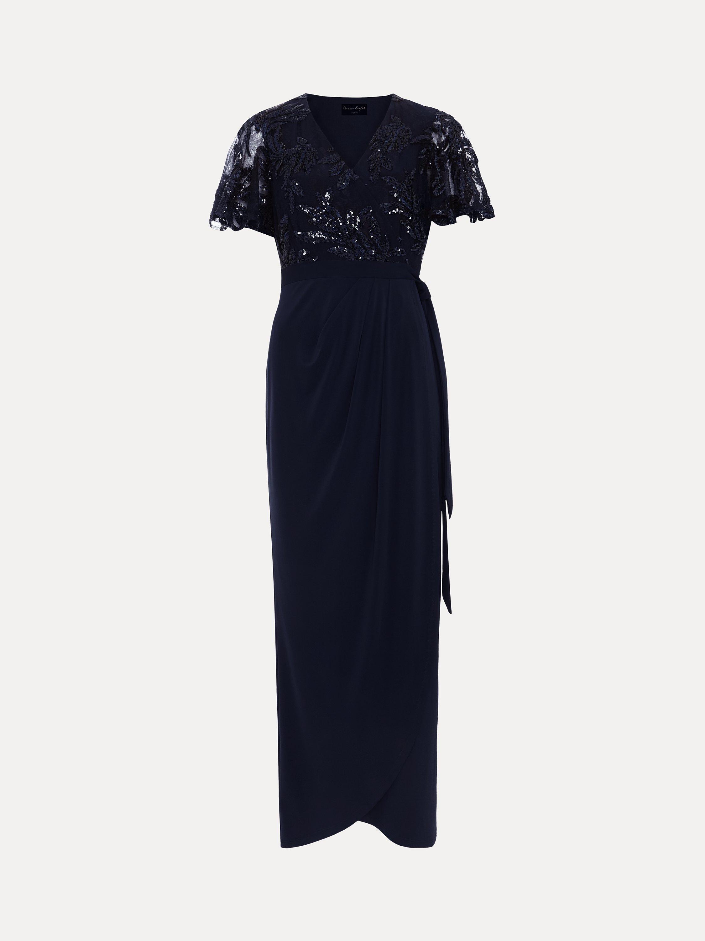 Product image 6 of 6, which shows Phase Eight Petite Minty Embellished Bodice Maxi Dress, Navy, 6