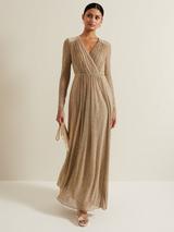 Phase Eight Harper Pleat Maxi Dress, Pale Pink