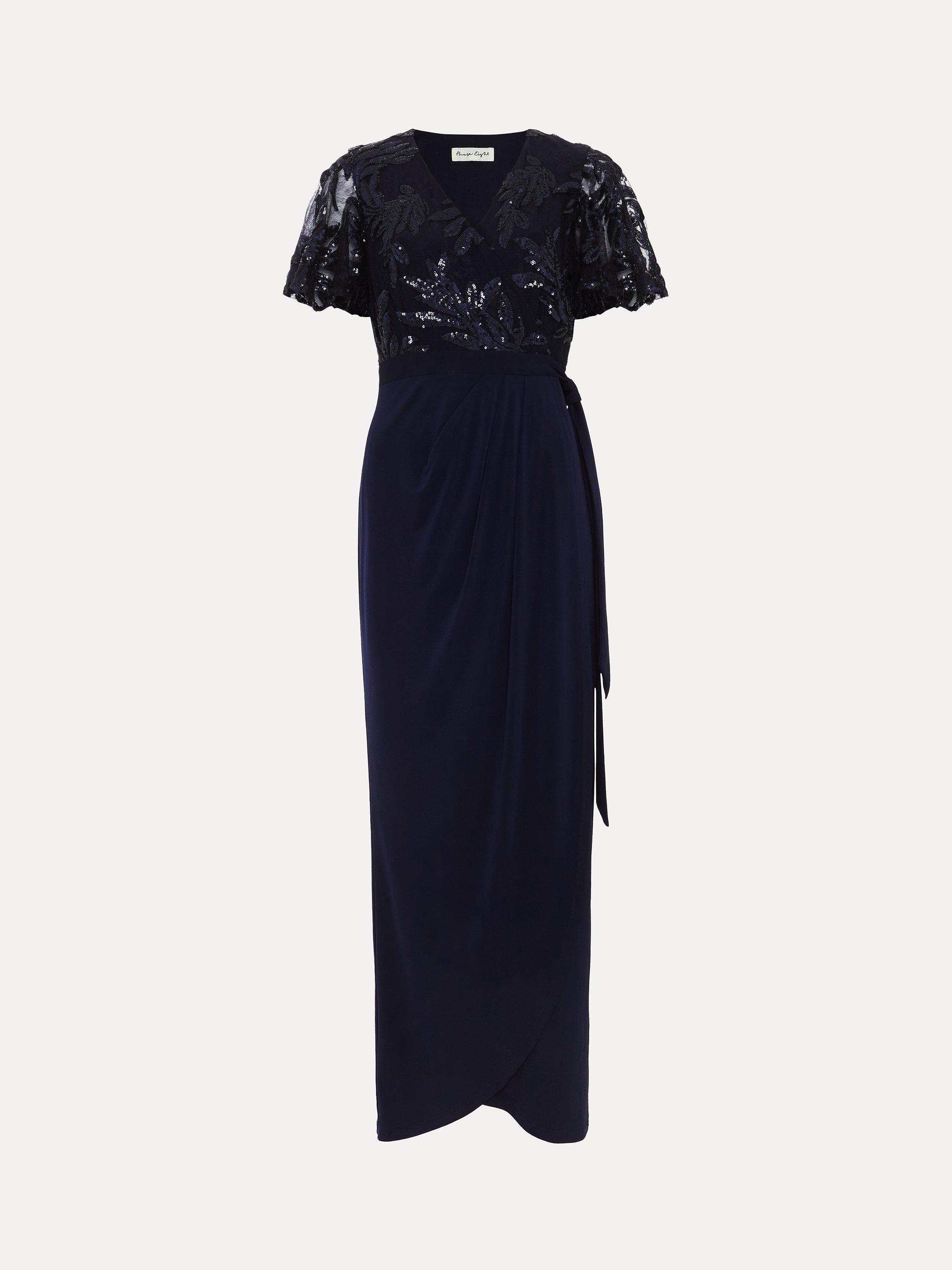 Product image 6 of 6, which shows Phase Eight Minty Embellished Bodice Maxi Dress, Navy, 10