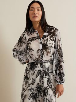 Phase Eight Sienna Floral Blouse, White/Black, White/Black