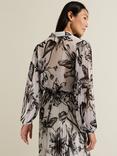 Phase Eight Sienna Floral Blouse, White/Black