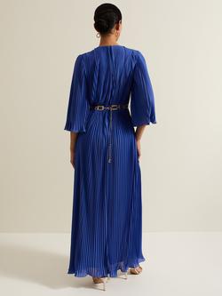 Phase Eight Venetia Pleated Maxi Dress, Blue - view 2, Blue