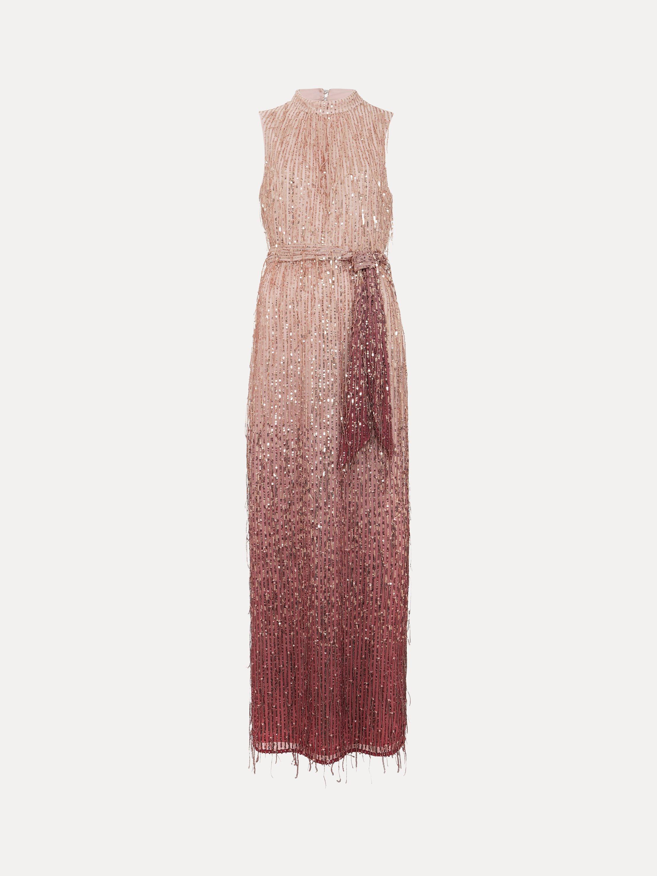 Product image 5 of 9, which shows Phase Eight Becka Sparkle Maxi Dress, Pink, 10