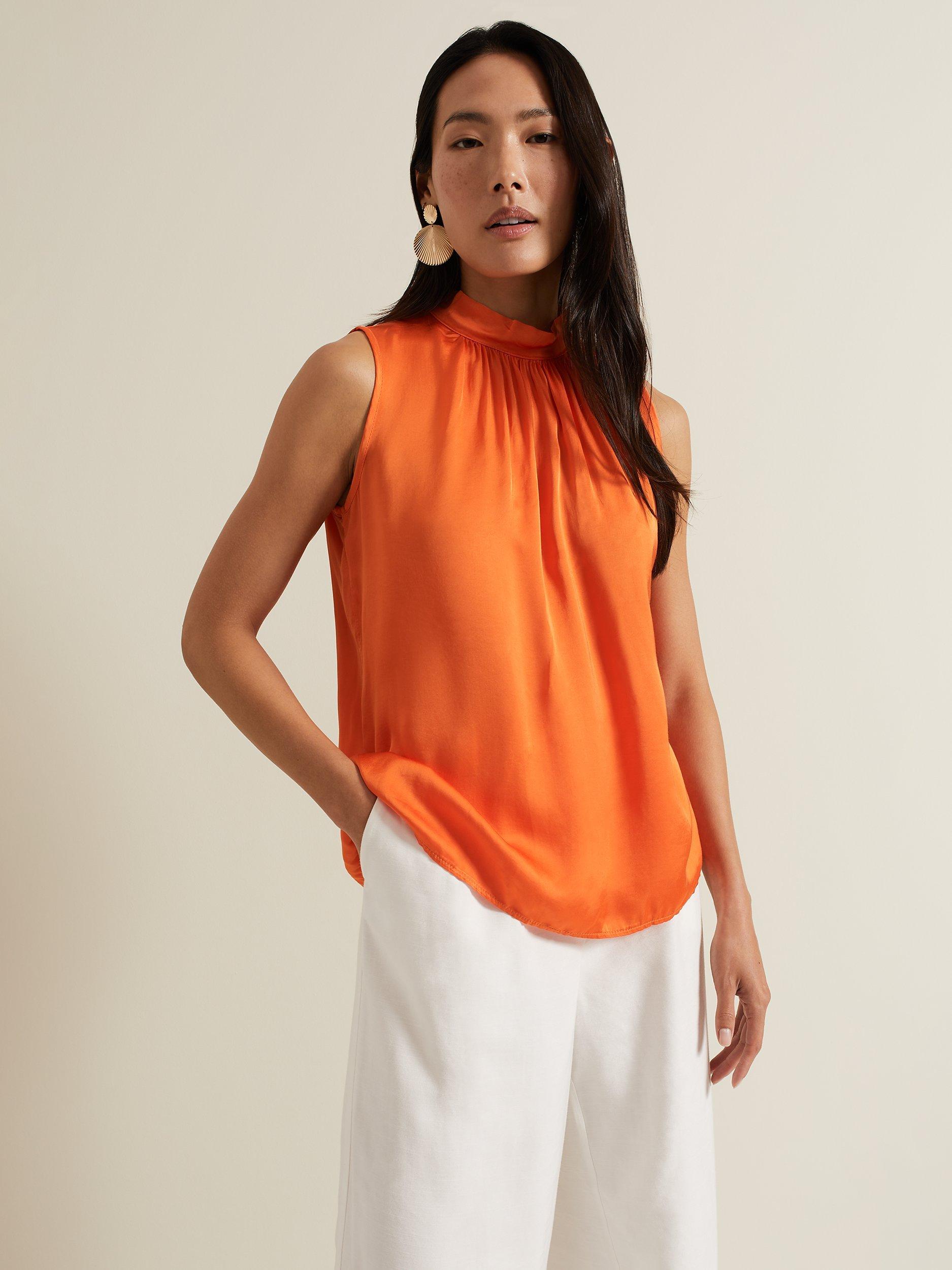 Phase Eight Lizza High Neck Sleeveless Top, Orange