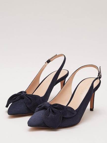 Phase Eight Suede Slingback Heels, Navy - view 2, Navy