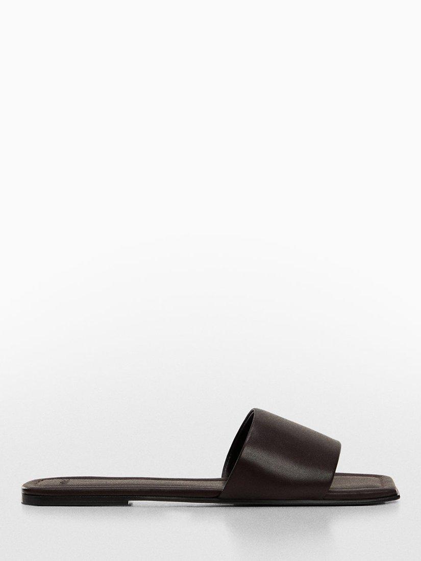 Mango Dalila Leather Sandals, Dark Brown