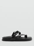 Mango Ester Strappy Studded Leather Sandals, Black