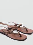 Mango Tiza Leather Sandals, Brown