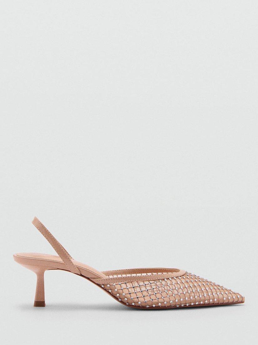 Mango Greta Slingback Court Shoes, Pastel Pink