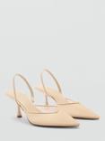 Mango Rubio Mesh Kitten Heel Slingback Shoes, Blush