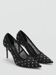 Mango Loursi Glitter Mesh Heeled Court Shoes, Black