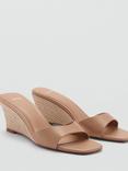 Mango Tuki Wedge Heel Mules, Light Beige