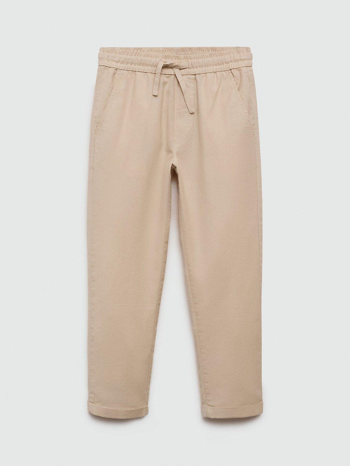 Mango Kids' Rai Drawstring Trousers, Light Pastel Brown, 9 years