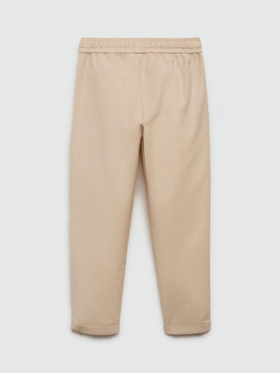 Mango Kids' Rai Drawstring Trousers, Light Pastel Brown, 9 years