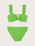 Monsoon Kids' Textured Tie Bow Detail Bikini, Green