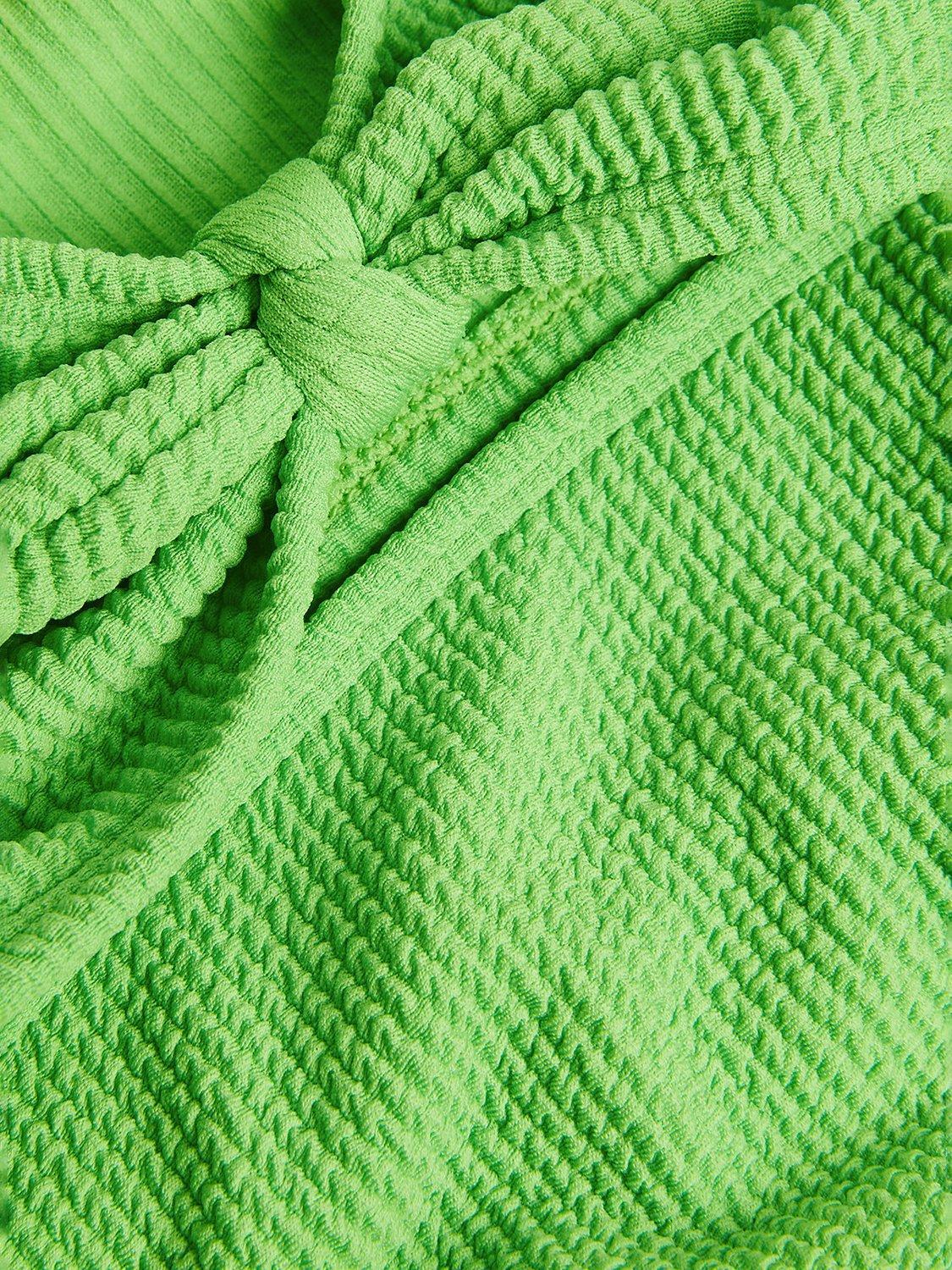 Product image 3 of 3, which shows Monsoon Kids' Textured Tie Bow Detail Bikini, Green, 5-6 years