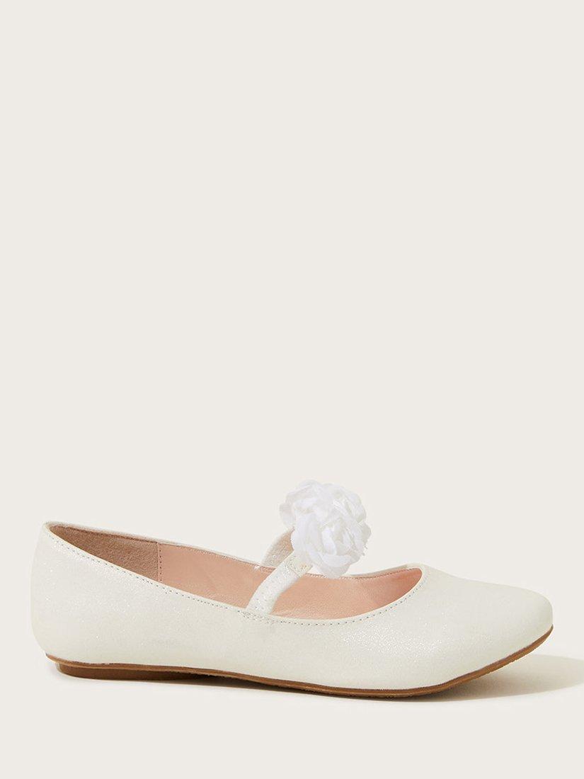 Product image 1 of 3, which shows Monsoon Kids' Ballerina Shoes, Ivory, 7 Jnr