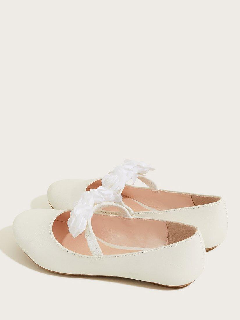 Product image 3 of 3, which shows Monsoon Kids' Ballerina Shoes, Ivory, 7 Jnr
