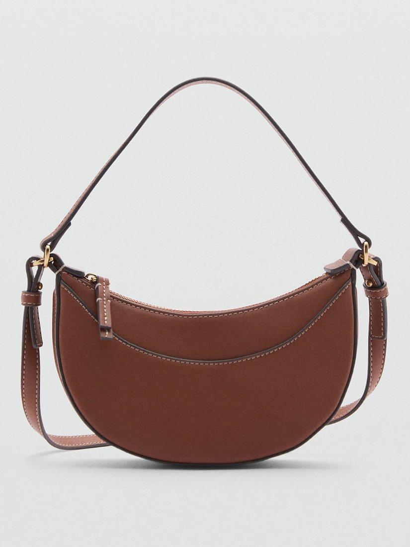 Mango Lago Oval Double Strap Handbag, Medium Brown