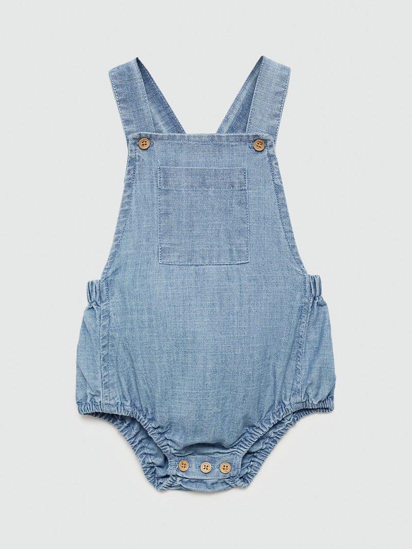 Mango Baby Atenas Cotton Bodysuit, Open Blue