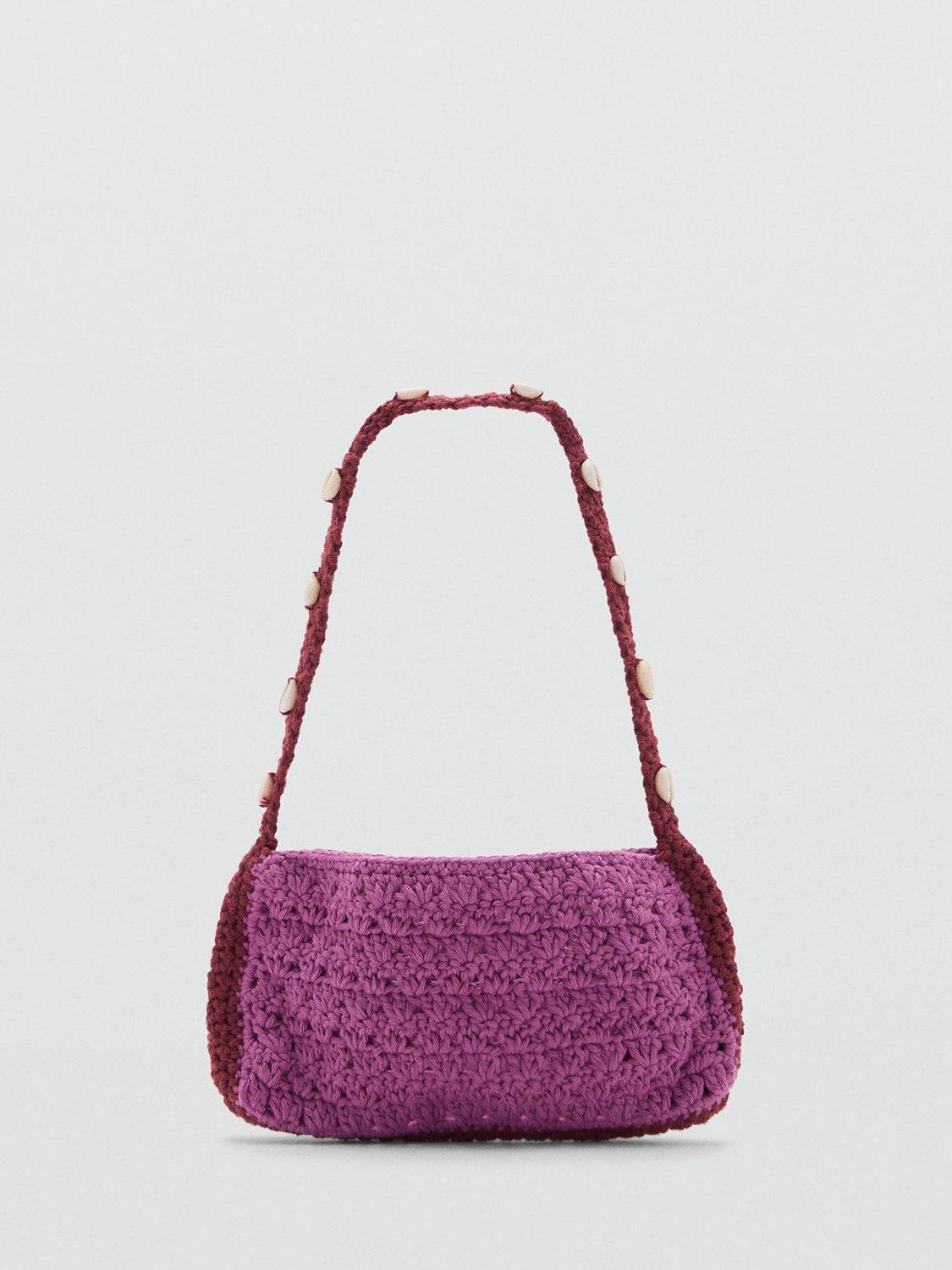 Mango Vali Crochet Seashell Handbag Medium Purple