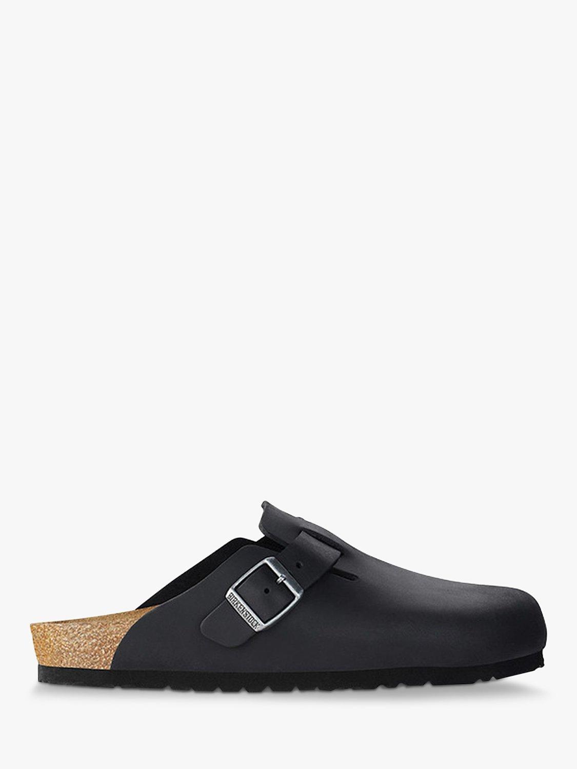 Product image 1 of 3, which shows Birkenstock Boston Oiled Nubuck Narrow Fit Sandals, Black, 36