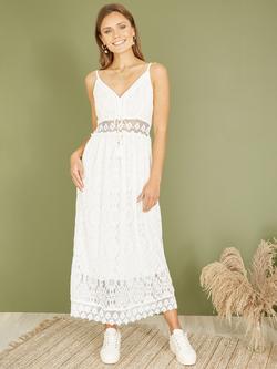 Yumi Lace Maxi Dress, White, White